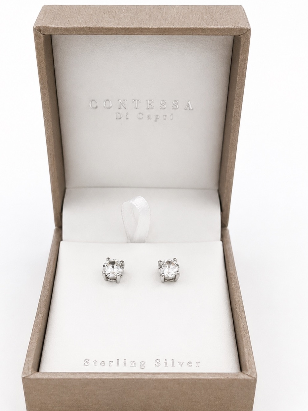 Sterling Silver Clear Crystal Stud Earrings